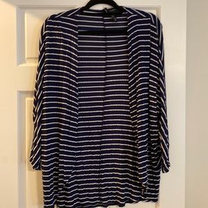 Blue and white stripe cocoon shrug